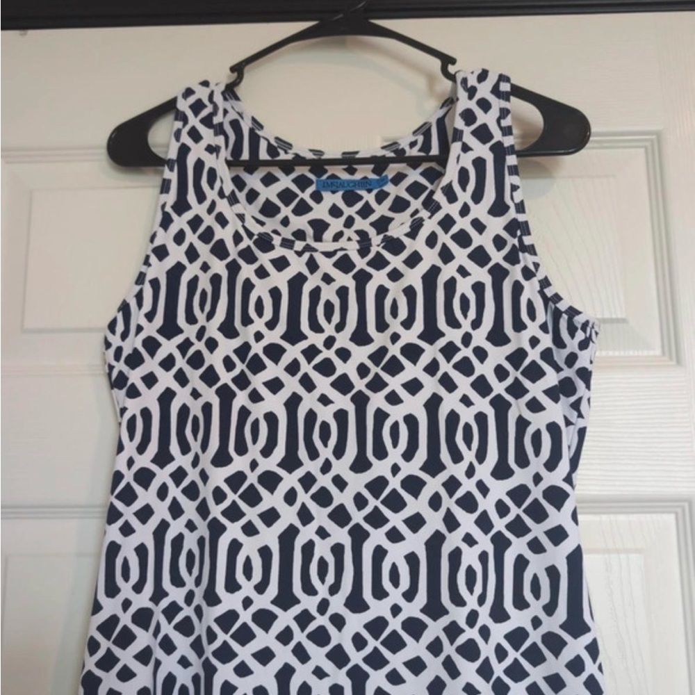 J.McLaughlin Geometric Maxi Dress Sleeveless A-Line Resort Wear Summer Chic - Picture 4 of 4